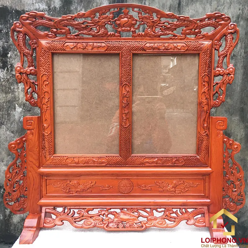 Khung ảnh thờ đôi tứ linh kích thước ảnh 20x30cm